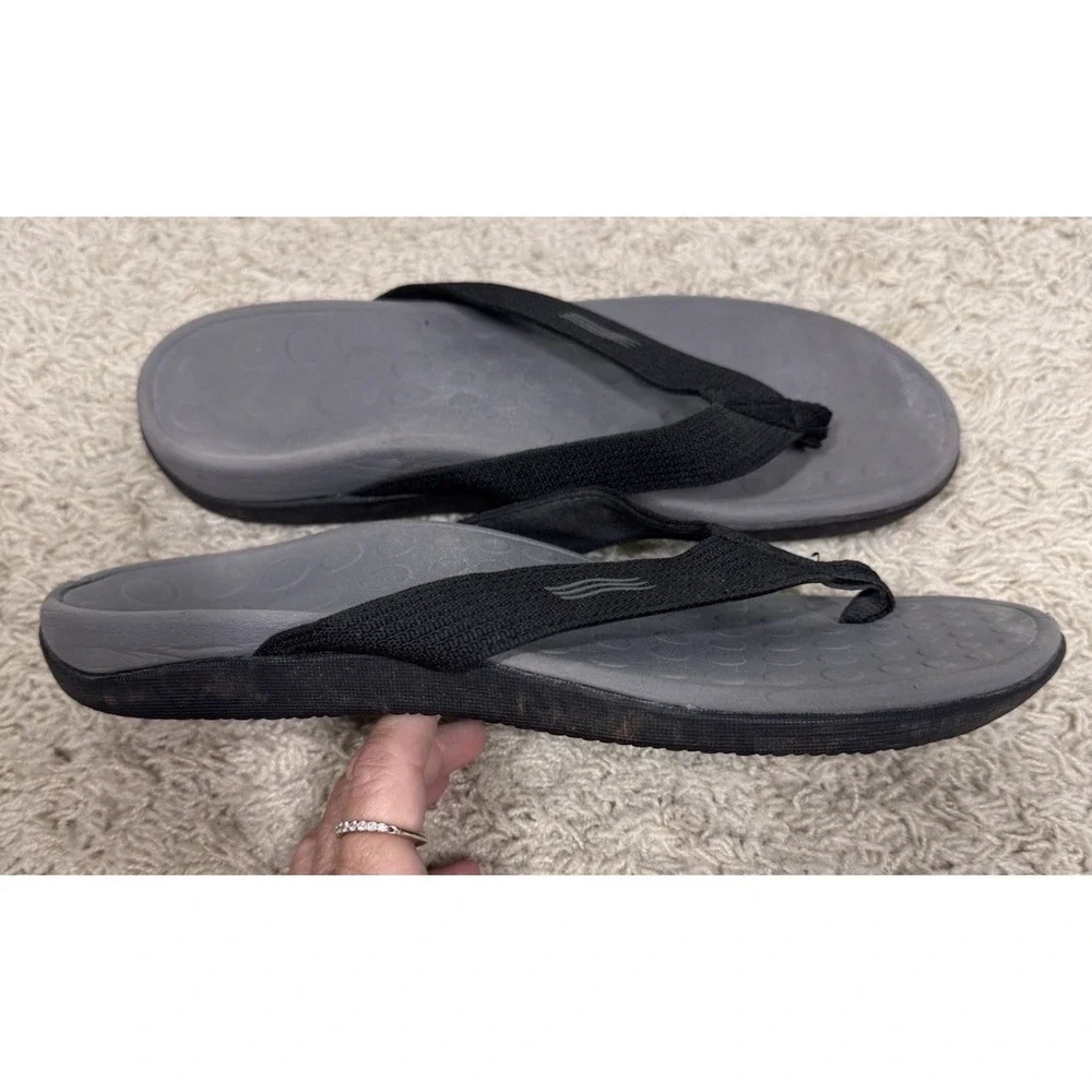 Vionic 44Wave Sandals Black Orthotic Flip Flop Arch Support Comfort Thong M9 W10